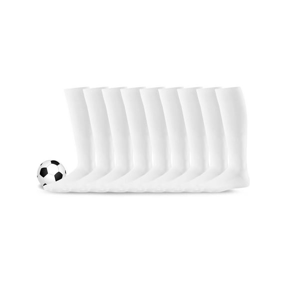 Teehee Acrylic Unisex Soccer Sports Team Cushion Socks 9 Pack (Junior (7-9), White)