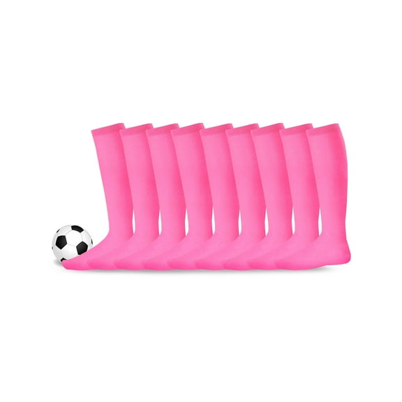 Teehee Acrylic Unisex Soccer Sports Team Cushion Socks 9 Pack (Youth (5-7), Hot Pink)