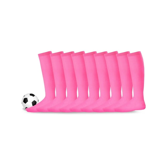 Teehee Acrylic Unisex Soccer Sports Team Cushion Socks 9 Pack (Youth (5-7), Hot Pink)