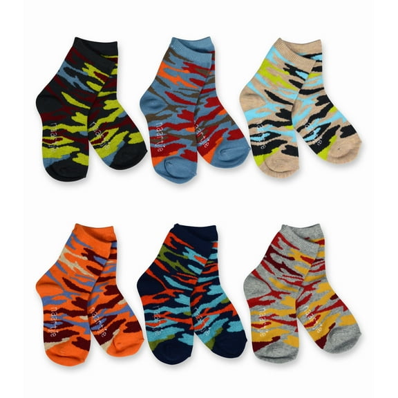 Teehee Boys Camo Socks 6-pk Crew, 3-5 years
