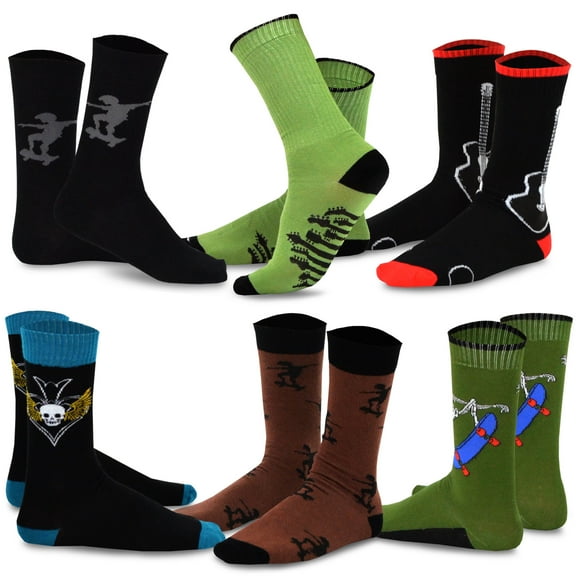 Teehee Socks Men's Cotton Fun Crew Socks, Assorted Colors (6)