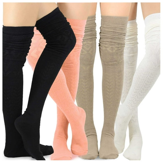 Teehee Women's Extra Long Fashion Thigh High Socks Over the Knee High Boot Socks