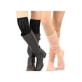 thumbnail image 1 of Teehee Women's Fashion Cotton Over The Knee Socks - 2 Pairs Pack (Pointelle Blk/Pch), 1 of 6