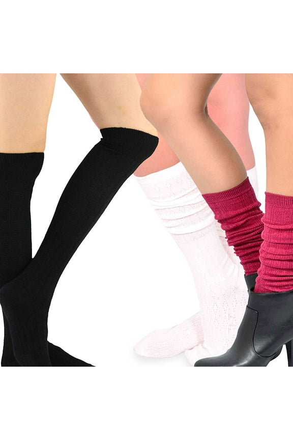 Teehee Women's Fashion Pointelle Cotton Knee High Socks - 3 Pairs Pack (Love Combo)