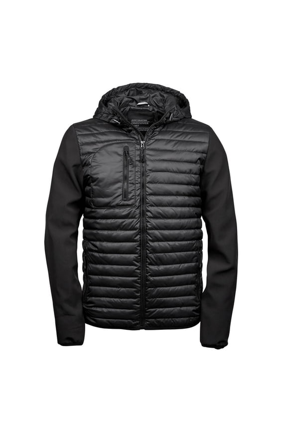 Teejays Mens Hooded Full Zip Crossover Jacket