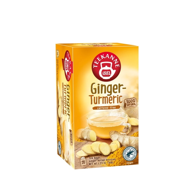 Teekanne Ginger Turmeric Tea Caffeine Free Naturally Flavored Turmeric & Spicy Ginger Herbal Tea with 20 Individually Wrapped Tea Bags Per Box Soothing Delicious Herbal Tea