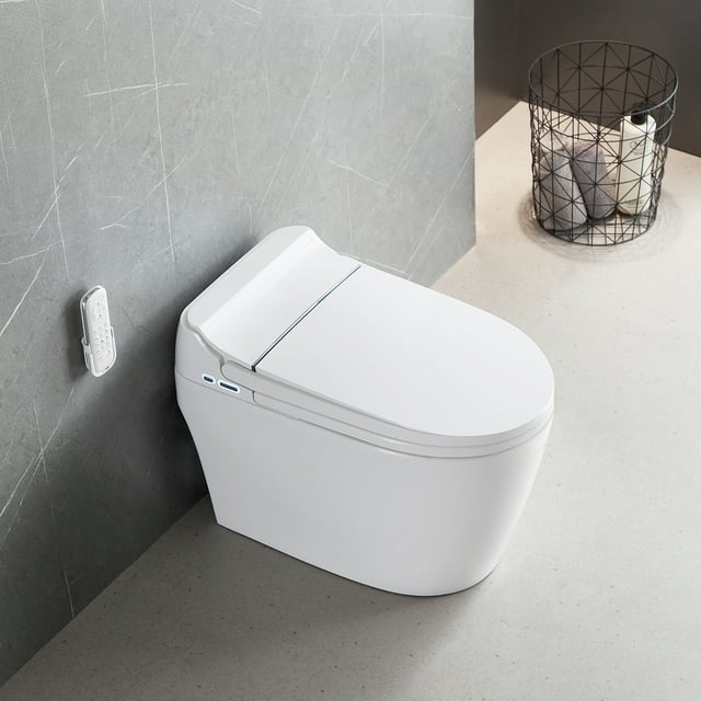 Teekyooly 2023 one-piece Smart Toilet with Advance Bidet And Soft Closing Seat, Auto Dual Flush, Heated Seat, Warm Water and Dry