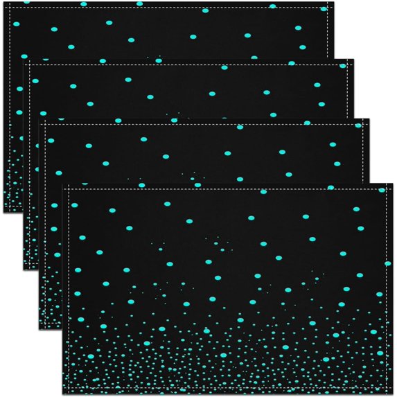 Teel Blue Placemats Set of 4 Teel Blue Polar Dot Placemats for Dining Table Indoor Outdoor Kitchen 12"x18" Polar Dot Table Mats Placemat Kitchen Dining Table Abstract Art Decor Table Place Mats