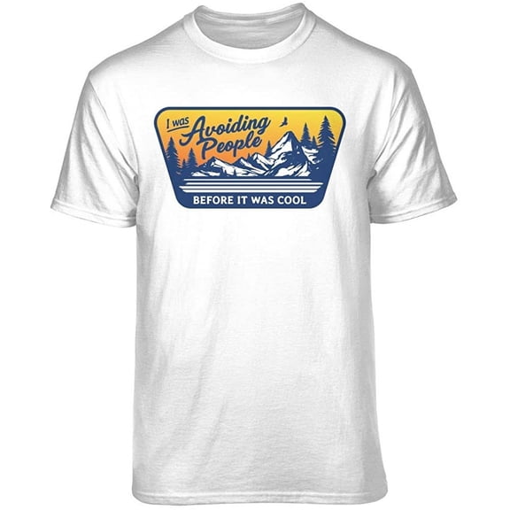 Teelocity Avoiding People Before it was Cool Graphic T-Shirt (Medium - Standard Fit, White)