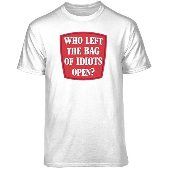 Teelocity Bag of Idiots Graphic T-Shirt (2XL - Standard Fit, White)
