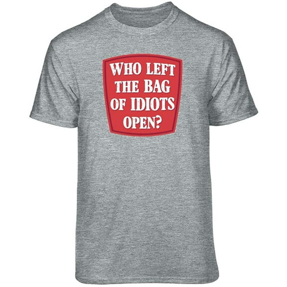 Teelocity Bag of Idiots Graphic T-Shirt (Medium - Standard Fit, Athletic Heather)