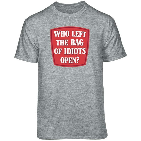 Teelocity Bag of Idiots Graphic T-Shirt (Medium - Standard Fit, Athletic Heather)