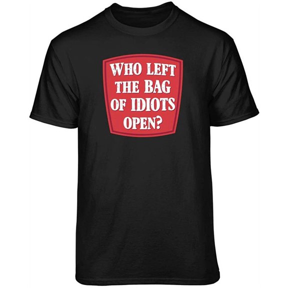 Teelocity Bag of Idiots Graphic T-Shirt (Medium - Standard Fit, Black)