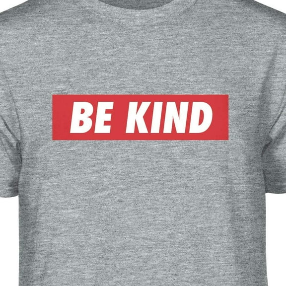 Teelocity Be Kind Red Bar Graphic T-Shirt (Medium - Standard Fit, Athletic Heather)