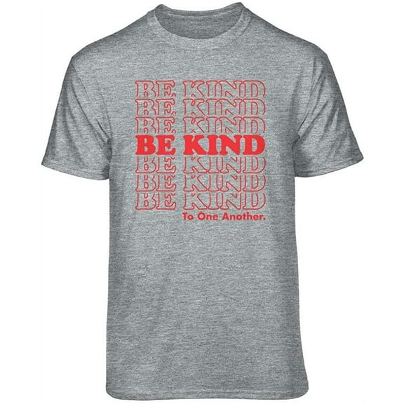 Teelocity Be Kind Repeat Graphic T-Shirt (Small - Standard Fit, Athletic Heather Red Type)