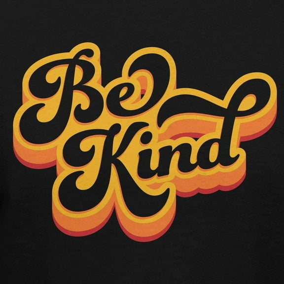Teelocity Be Kind Retro Graphic T-Shirt (X-Large - Standard Fit, Black Orange Art)