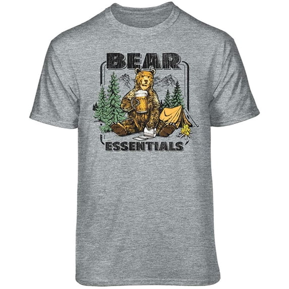 Teelocity Bear Essentials Graphic T-Shirt (Small - Standard Fit, Athletic Heather)