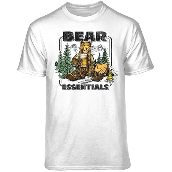Teelocity Bear Essentials Graphic T-Shirt (Small - Standard Fit, White)