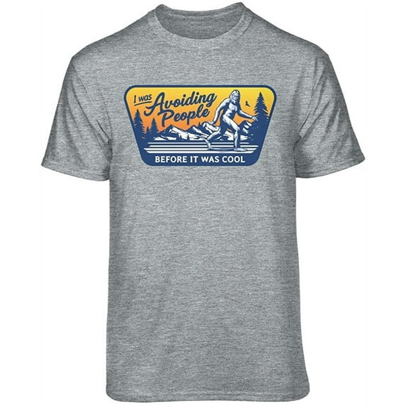 Teelocity Bigfoot Avoiding People Before it was Cool Graphic T-Shirt (Medium - Standard Fit, Athletic Heather)