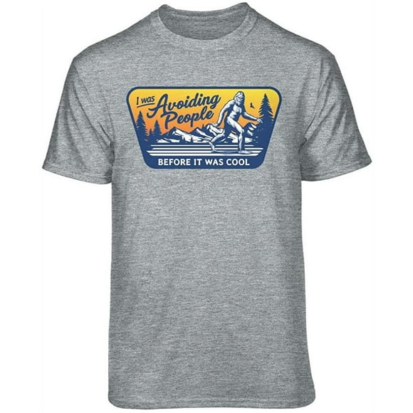 Teelocity Bigfoot Avoiding People Before it was Cool Graphic T-Shirt (Medium - Standard Fit, Athletic Heather)