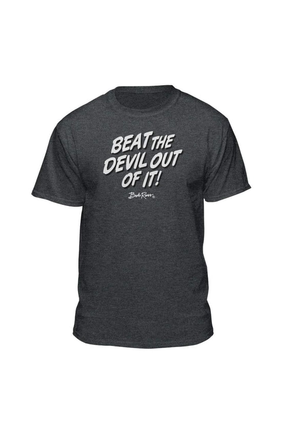 Bob Ross Beat the Devil Out of It Charcoal Heather Short Sleeve Graphic Tee