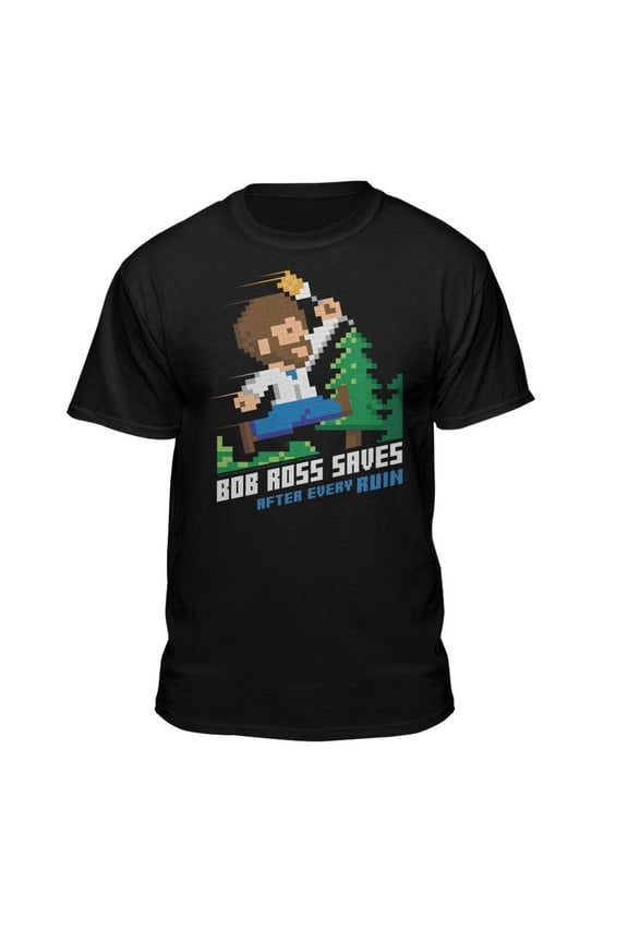 Bob Ross Bob Ross Saves Black Short Sleeve Graphic Tee
