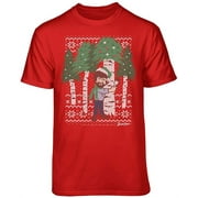 Teelocity Bob Ross Christmas Tree Hug Graphic T-Shirt Red, Small