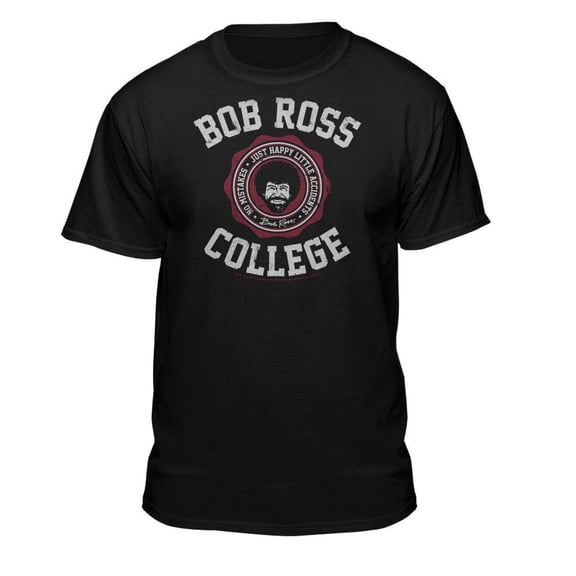 Teelocity Bob Ross College Logo Black Short Sleeve Graphic Tee