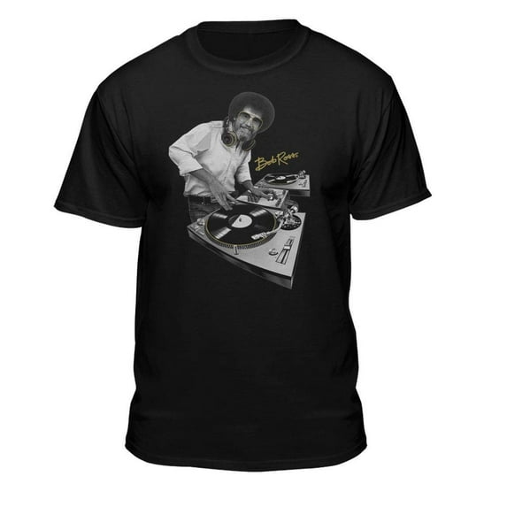 Teelocity Bob Ross DJ Bob Black Short Sleeve Graphic Tee