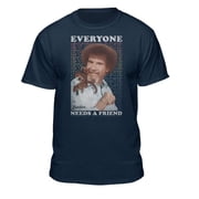 Teelocity Bob Ross Everyone Needs a Friend Navy Short Sleeve Graphic Tee