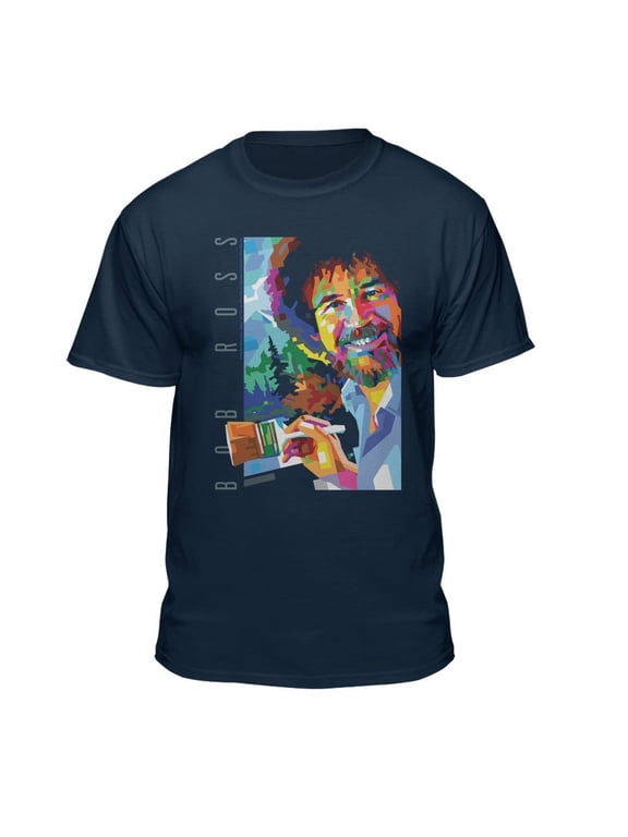 Bob Ross Geometric Painting Navy Short Sleeve Graphic Tee