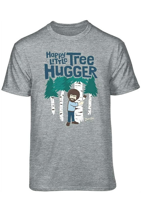 Bob Ross Happy Little Tree Hugger Athletic Heather Short Sleeve Graphic Tee