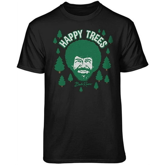 Teelocity Bob Ross Happy Trees Sketchy Black Short Sleeve Graphic Tee