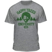 Teelocity Bob Ross Happy Trees University Athletic Heather Short Sleeve Graphic Tee