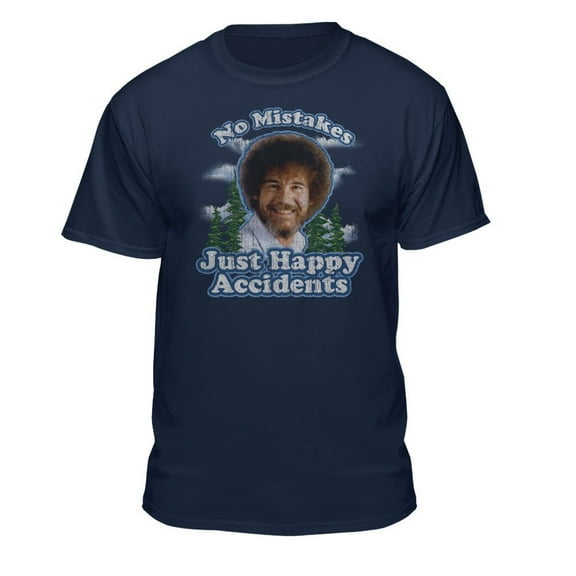 Teelocity Bob Ross Just Happy Accidents Navy Short Sleeve Graphic Tee
