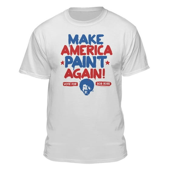 Teelocity Bob Ross Make America Paint Again White Short Sleeve Graphic Tee