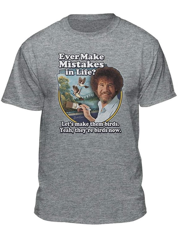 Bob Ross Make Mistakes Into Birds Athletic Heather Short Sleeve Graphic Tee