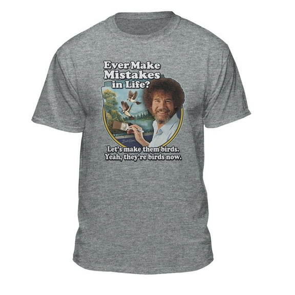Teelocity Bob Ross Make Mistakes Into Birds Athletic Heather Short Sleeve Graphic Tee
