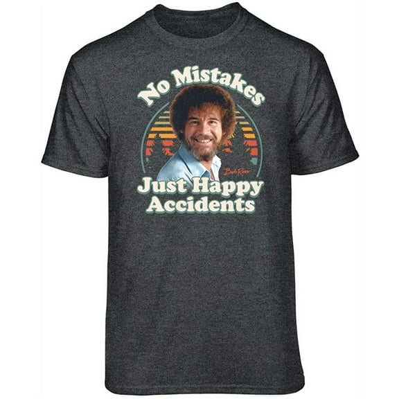 Teelocity Bob Ross No Mistakes Just Happy Accidents Retro Graphic T-Shirt