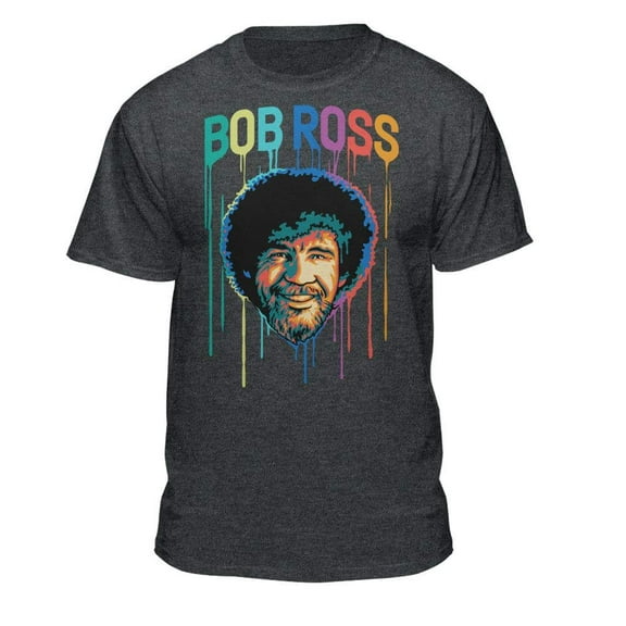Teelocity Bob Ross Paint Drip Graphic T-Shirt