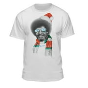 Teelocity Bob Ross Santa Hat & Scart Christmas White Short Sleeve Graphic Tee