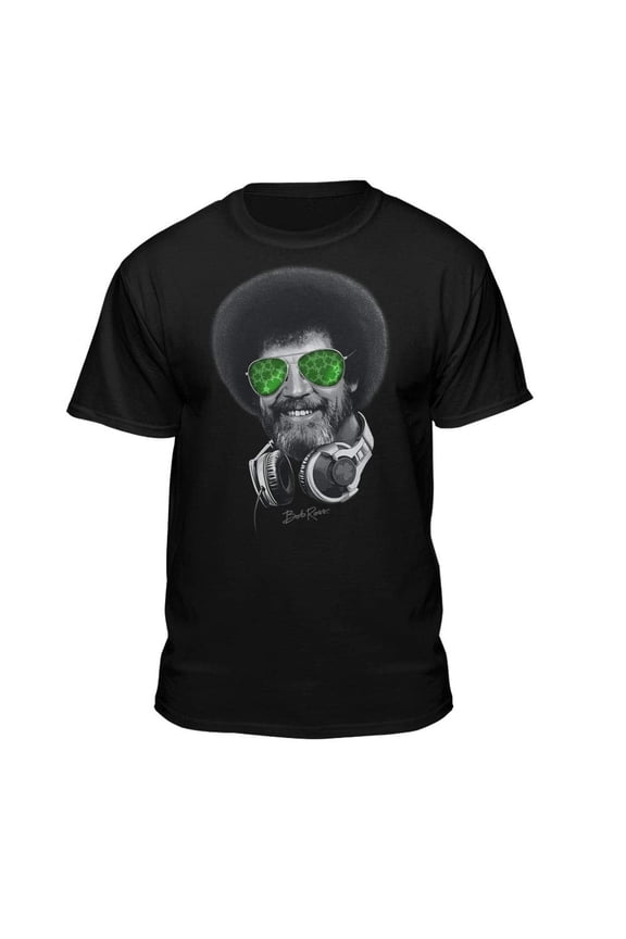 Bob Ross St. Patrick's Day Clover Shades Black Short Sleeve Graphic Tee