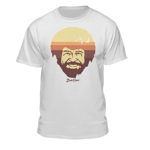 Teelocity Bob Ross Sunset Fill White Short Sleeve Graphic Tee