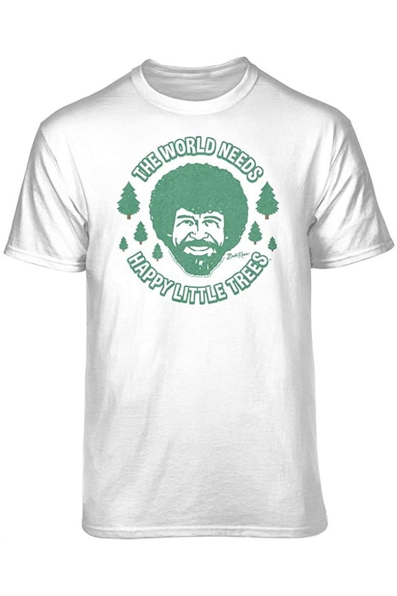 Bob Ross The World Needs More Happy Trees White Short Sleeve Graphic Tee