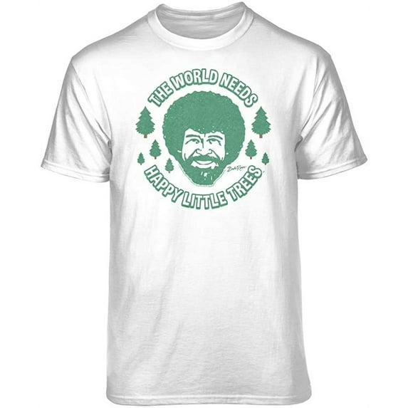 Teelocity Bob Ross The World Needs More Happy Trees White Short Sleeve Graphic Tee