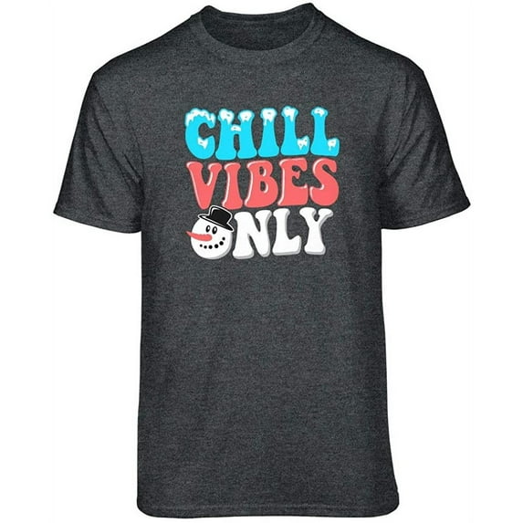 Teelocity Chill Vibes Only Graphic T-Shirt (2XL - Standard Fit, Charcoal Heather)