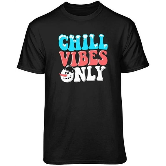 Teelocity Chill Vibes Only Graphic T-Shirt (Large - Standard Fit, Black)