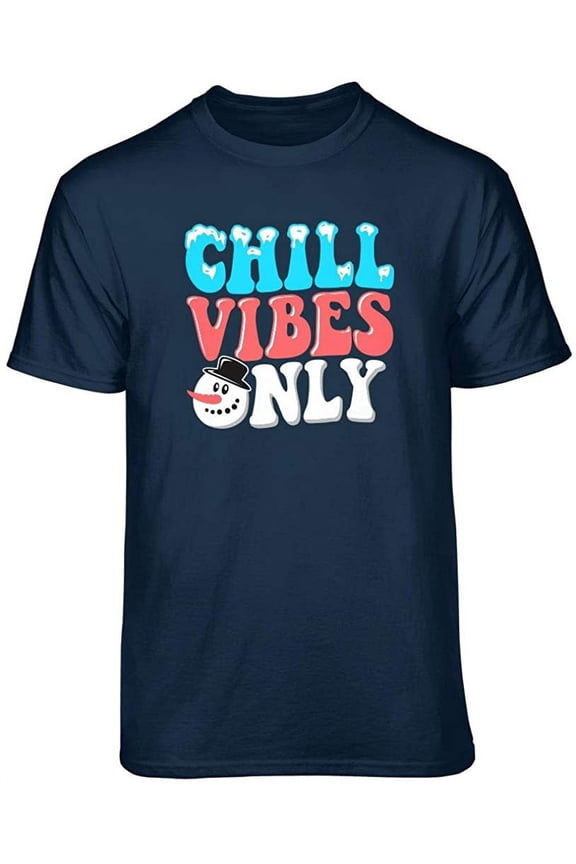 Chill Vibes Only Graphic T-Shirt (Medium - Standard Fit, Navy)