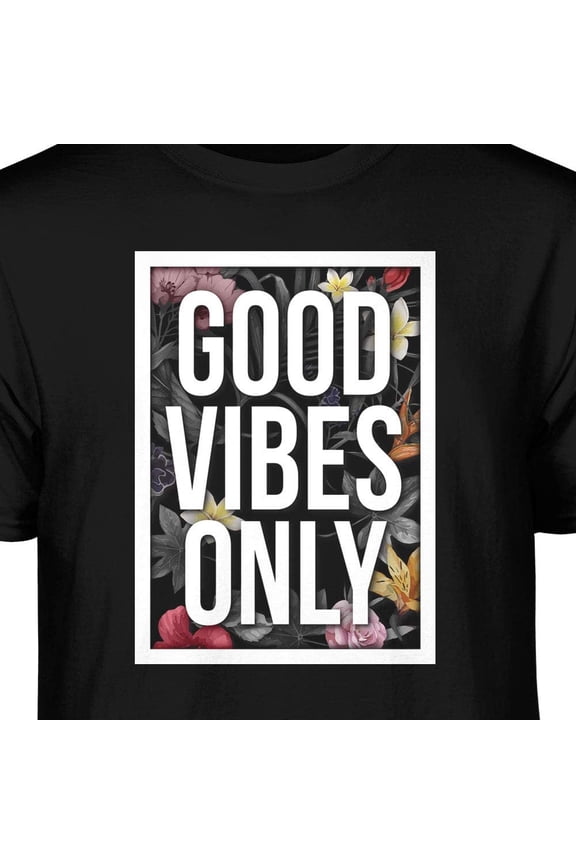 Good Vibes Only Graphic T-Shirt (2XL - Standard Fit, Black Square)