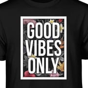 Teelocity Good Vibes Only Graphic T-Shirt Large - Standard Fit, Navy